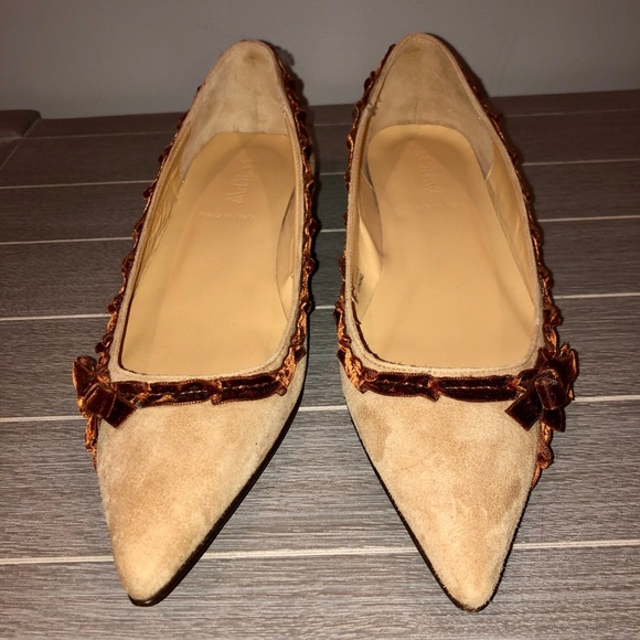 J Crew Marnie Suede Velvet Flats Vicuna Tan 7 - Picture 2 of 9